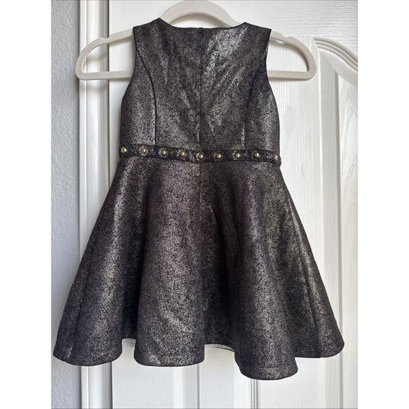 Disney Aladdin Princess Jasmine Fit & Flare Dress Girl 4 Metallic Bronze Gold - Picture 4 of 5